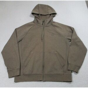 Roots Hoodie Mens Medium Brown Full Zip Fleece Kangaroo Pockets Sleeve Zip